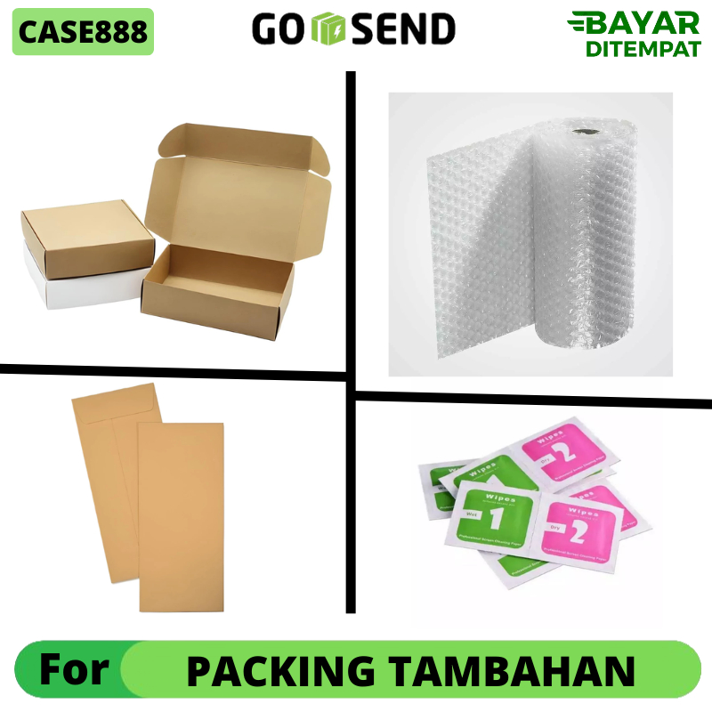 

Tambahan Packing kardus + Amplop + Buble wrap + Wippes Tissue Untuk Tempered Glass