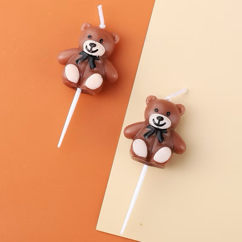 lilin cake ultah bentuk beruang - teddy bear candle cake lucu unik lilin kue ultah premium korea kor