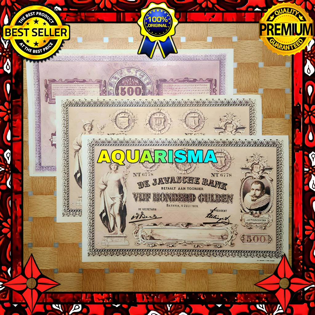 KOLEKSI NUMISMATIK - SOUVENIR REPRO UANG KUNO 500 GULDEN HINDIA BELANDA MERKURI 1919