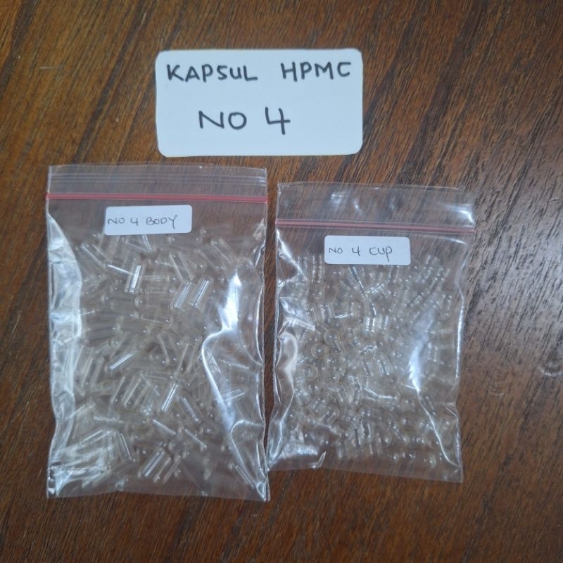 KAPSUL KOSONG VEGAN NO. 4 HPMC HIDROKSIPROPIL METILSELULOSA SPLIT TRANSPARAN