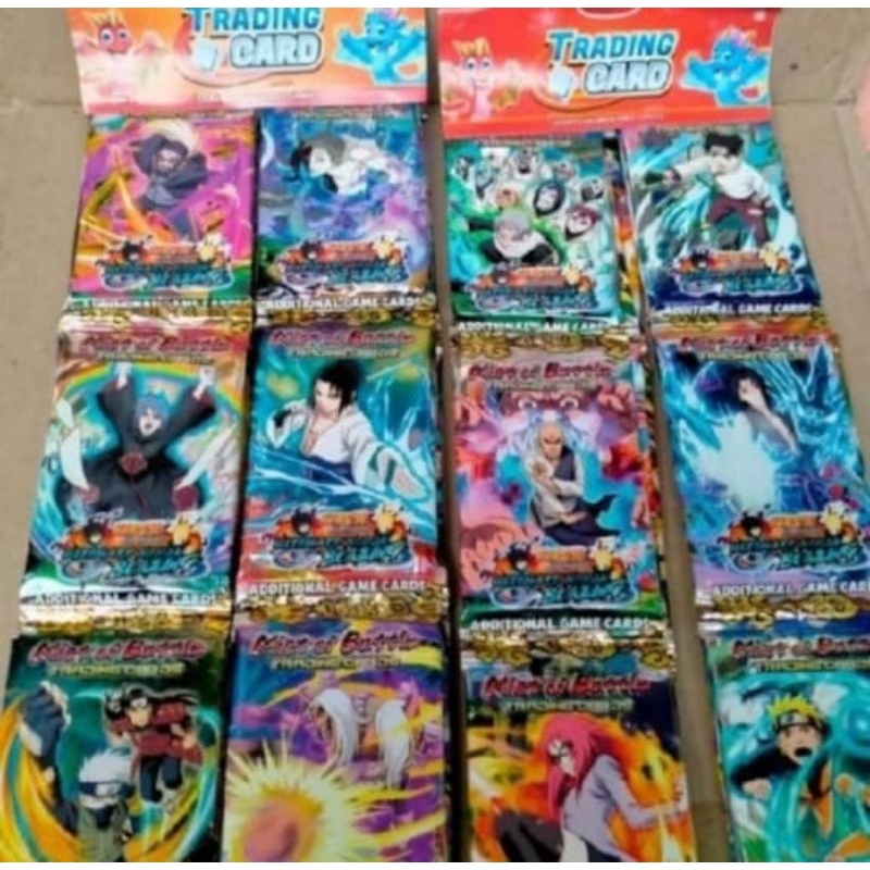 Mainan anak kartu Naruto kemasan sachet isi 10 kartu trading card game Naruto murah harga per sachet