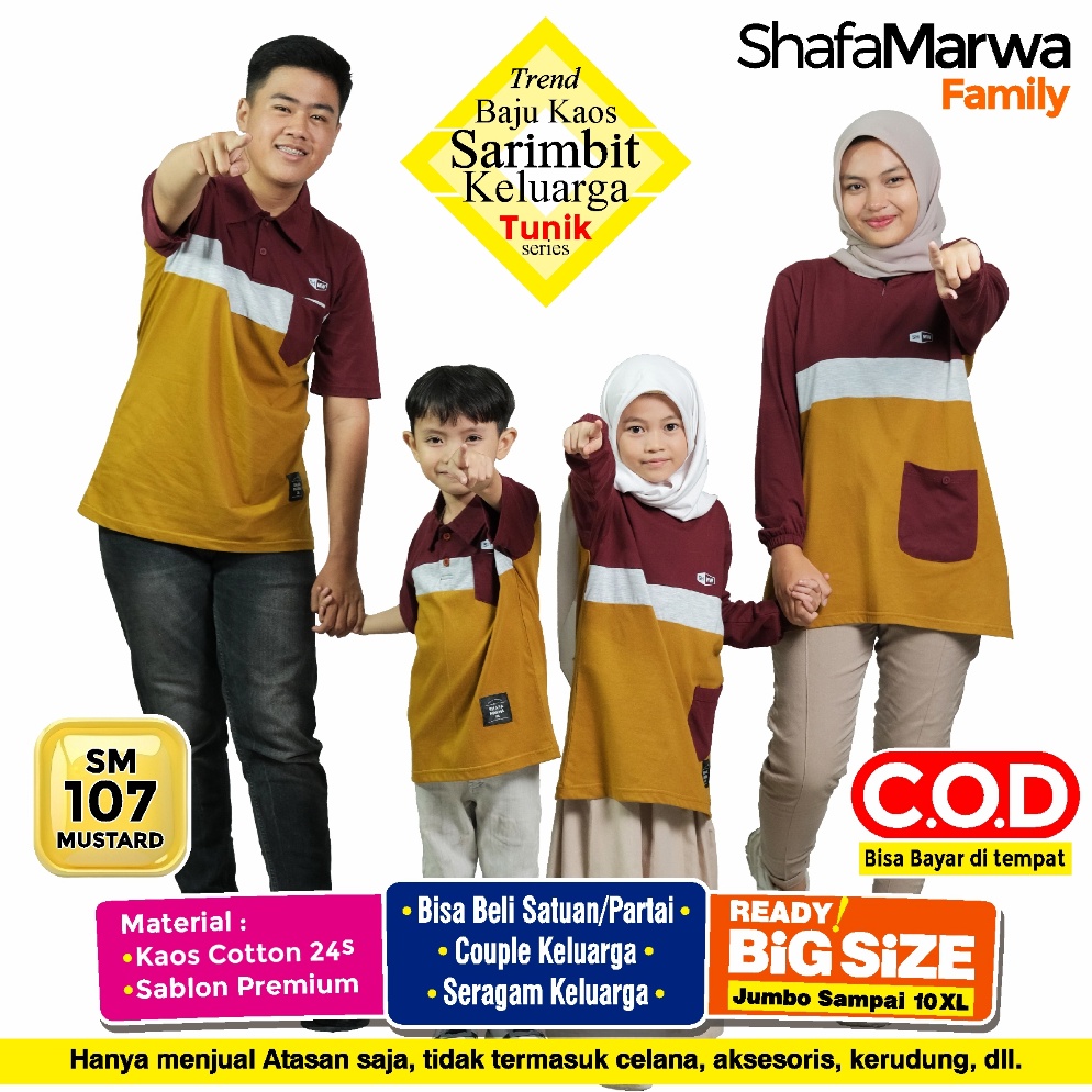 KODE G72P SHAFA MARWAH Kaos Sarimbit Keluarga Original  Baju Couple Atasan Tunik Family Set SM17 Mus