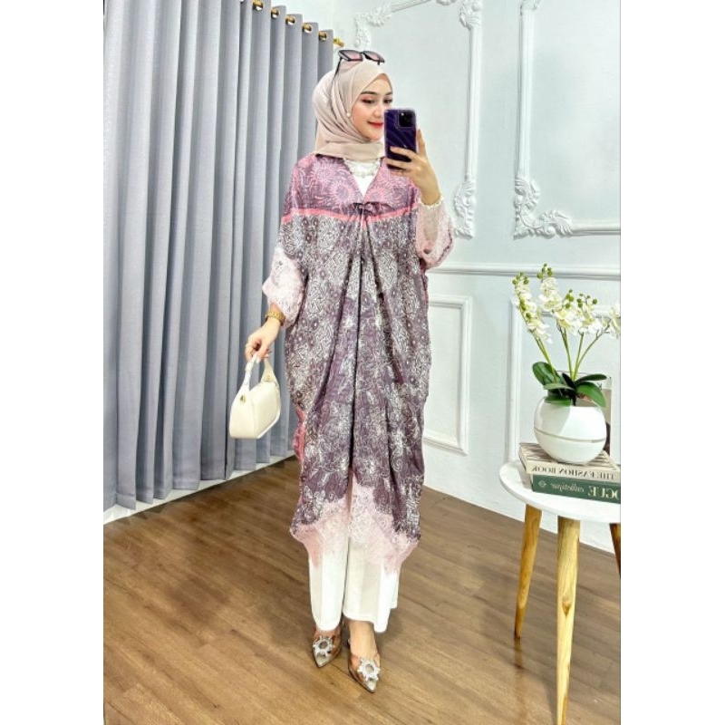 Kaftan ikat batik cap | kaftan lebaran 2025 | abaya bahan adem