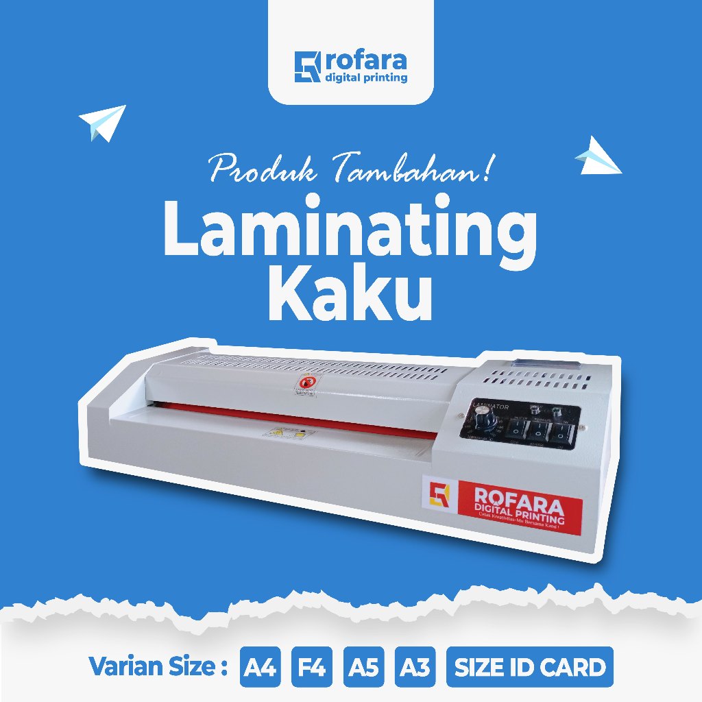 

Laminating Kaku | Size A4, F4, A5, A3 dan Size Id Card