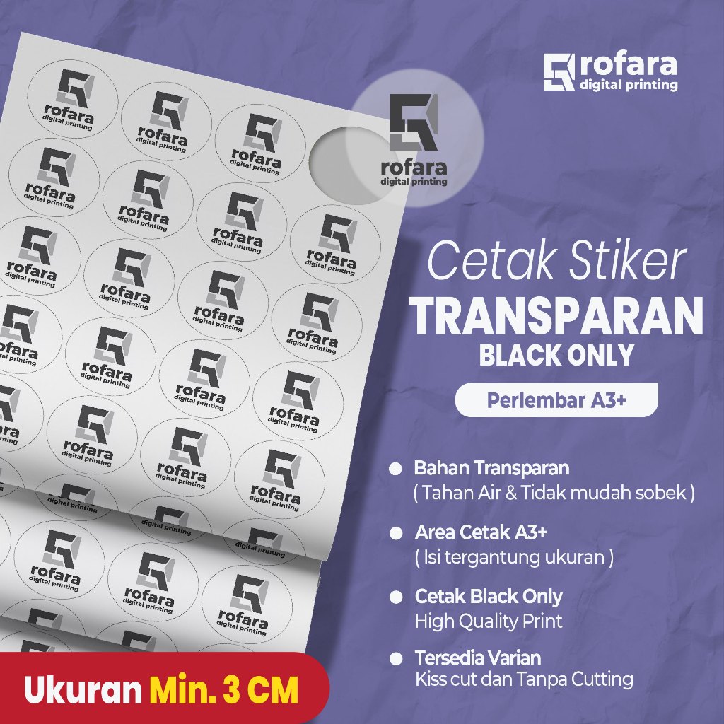 

Stiker Transparan A3+ | Kiss cut