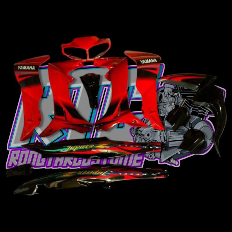 full set body halus jupiter z lama jupiter cw merah cabe hitam set stiker