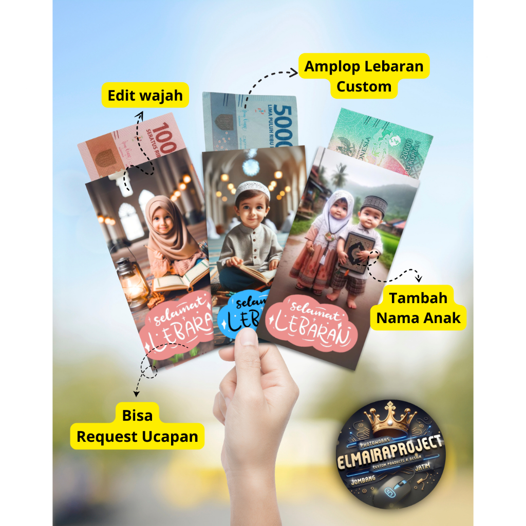 

AMPLOP LEBARAN 2025 ANGPAO LEBARAN Custom Foto Karakter Anak Lucu Tambah Nama