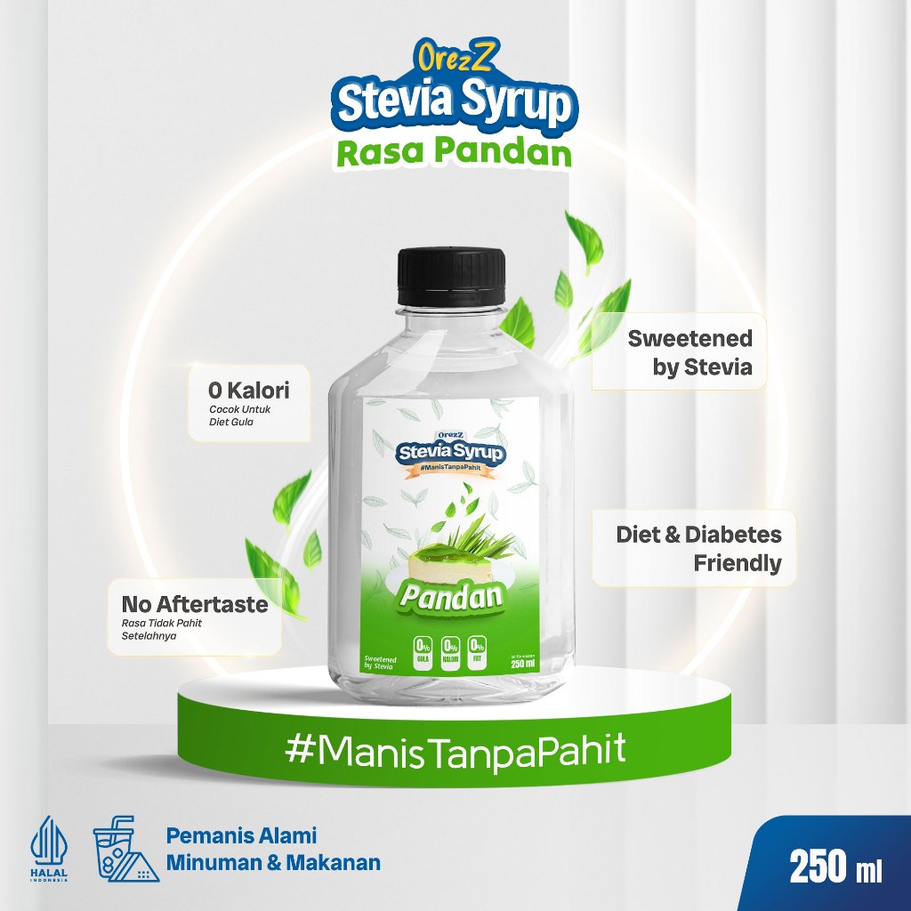 

OREZZ Stevia Cair SUGAR FREE 250 ml Rasa Pandan Pemanis Bebas Gula 0 Kalori Diet Diabetes KETO