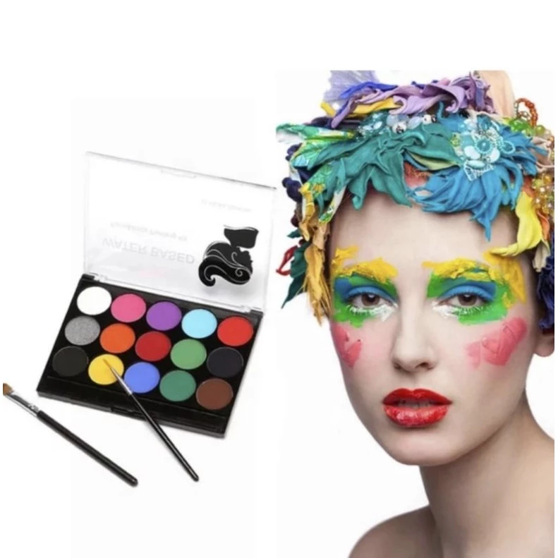 

BODY FACE PAINTING ART SET 15 WARNA V-TEC FAC FP 402 CAT WAJAH DAN BADAN FREE KUAS