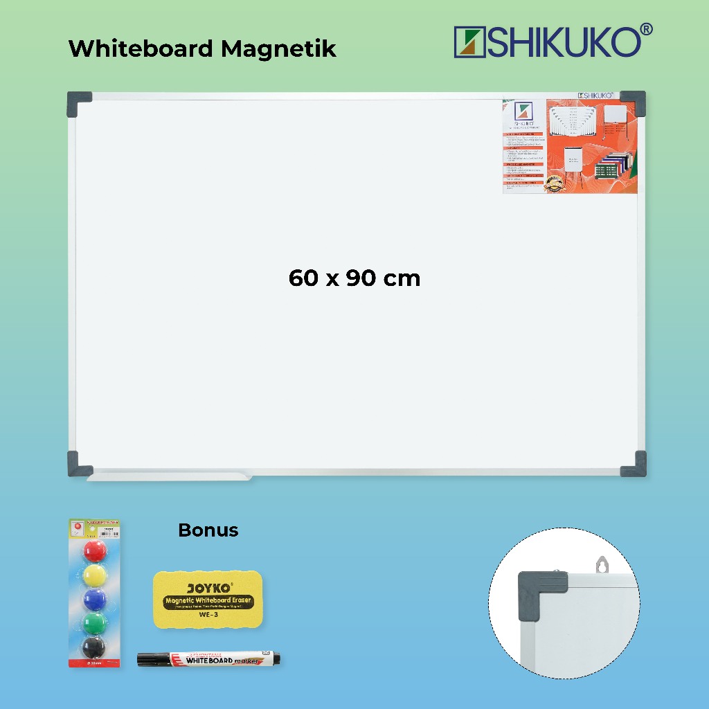 

Magnetic White Board / Papan Tulis Putih Magnet 60 x 90 cm