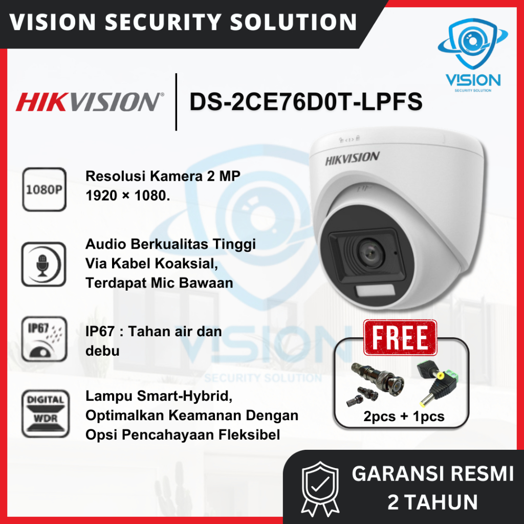 Cctv Hikvision DS-2CE76D0T-LPFS 2MP / DS-2CE76K0T-LPFS 5MP Kamera Cctv Indoor Turbo HD Analog Hikvis