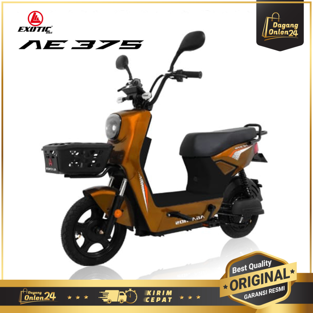 Sepeda Listrik Exotic AE 375 Jok Panjang Sepedah Listrik Keranjang Garansi Resmi