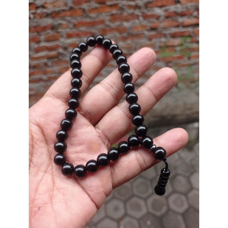 Tasbih batu 33 butir black onix tanpa kucir