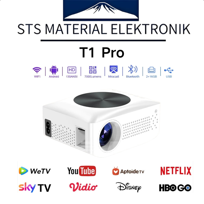 T1 PRO Proyektor Android 4k UHD 7000 Lumens LCD Proyektor 2.4G WiFi Bluetooth 5.0 Portable Home