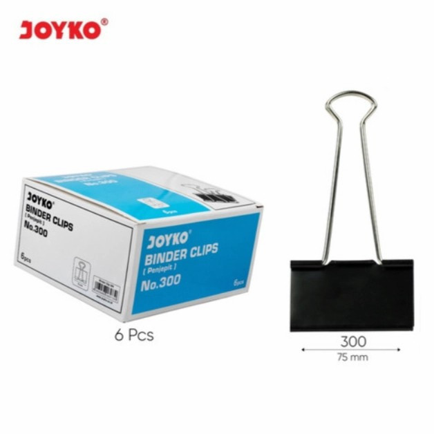 

Joyko Binder Clip JUMBO No.300 (isi 6 pcs) / Binder Clip Besar 300/Penjepit Kertas