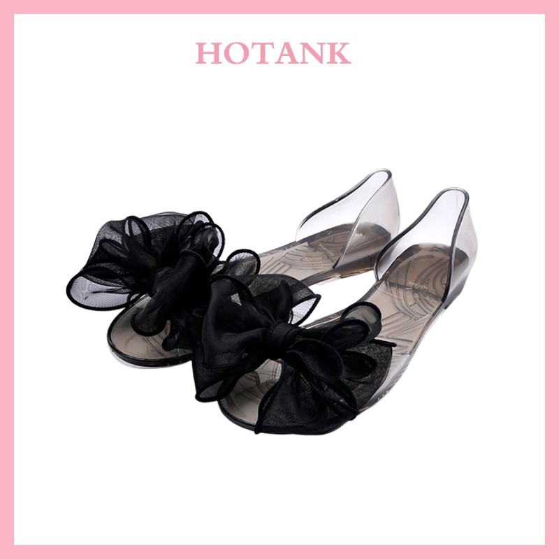 HOTANK ReadyCODSandal Wanita Sepatu Jelly Sepatu Renda Bunga Kaca Sandal Kaca Transparan Sepatu Data