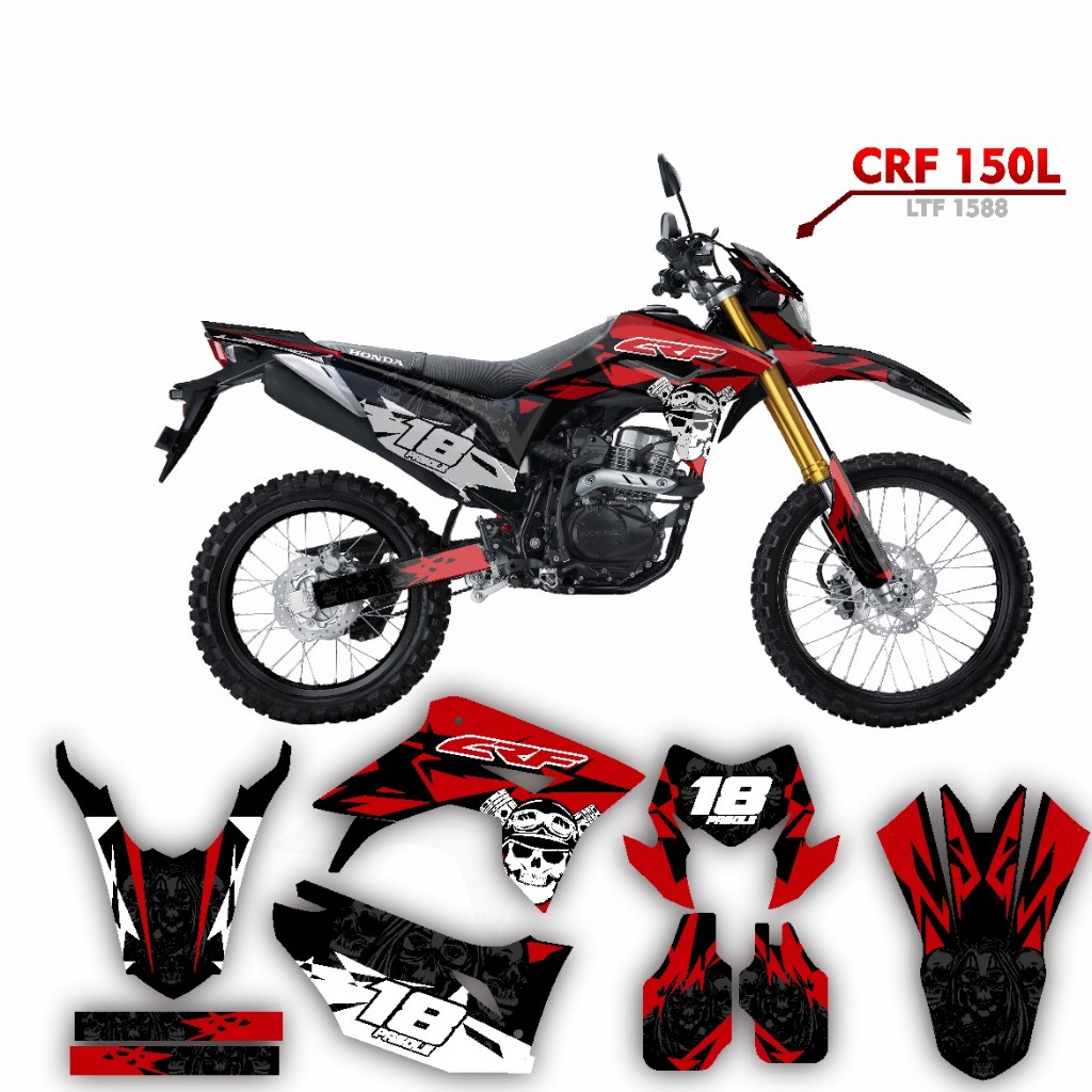 decal sticker full body keren crf 150 l motif tengkorak merah hitam