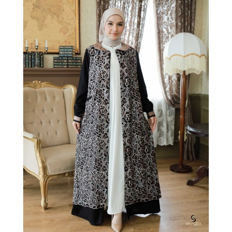 Shaqueena Bloom Dress by Myshaqueena.id || Gamis Hitam Elegan | Bahan Premium Nyaman & Mewah || Dres