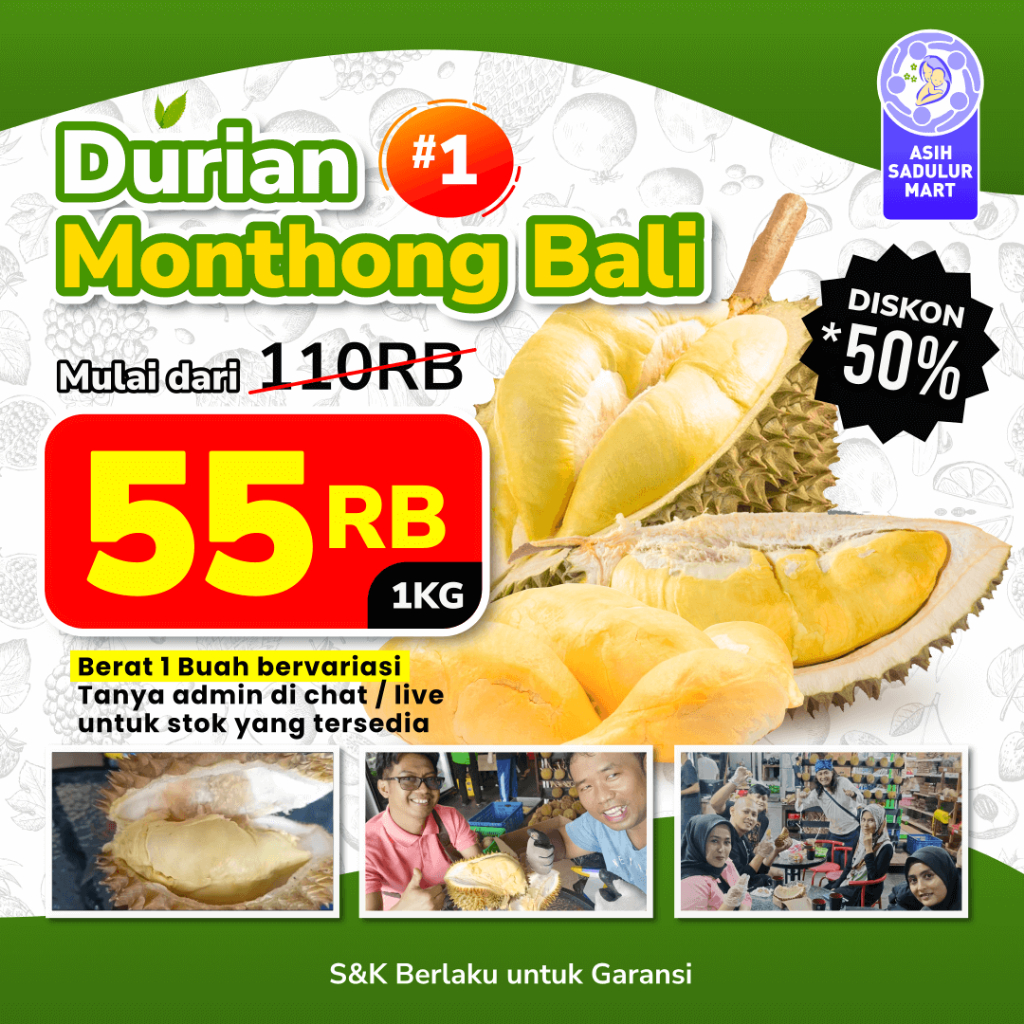 Durian Montong Bali Singaraja / Monthong Utuh per butir | Asih Sadulur Mart