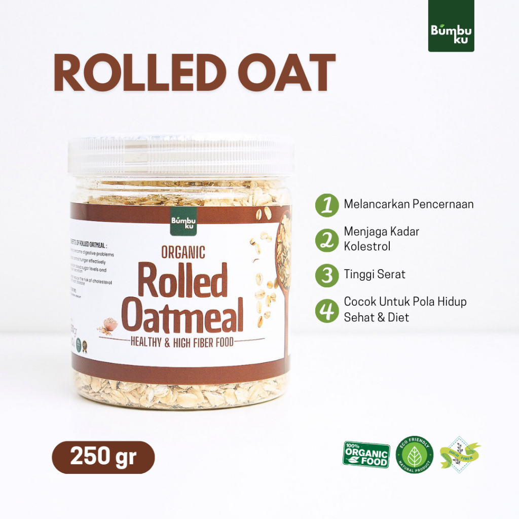 

Rolled Oat Organic Premium Natural Gandum Utuh / Gandum Kasar / Instant Oat Sereal Sarapan Sehat 250gr