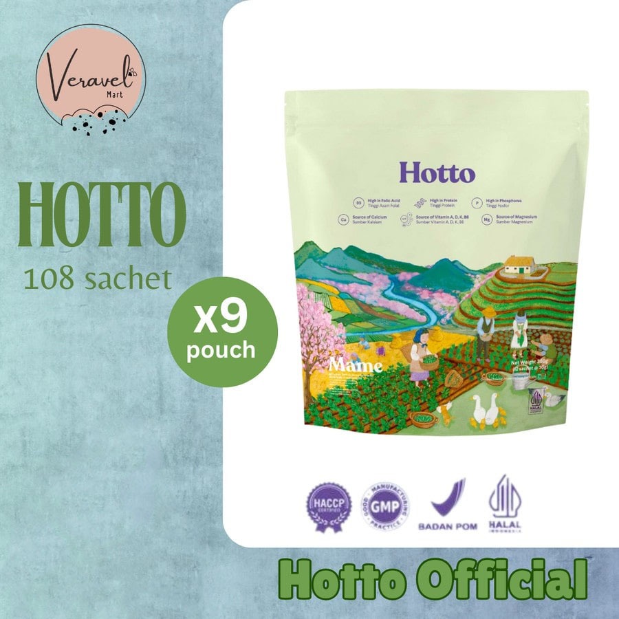 

Hotto Mame 9 Pouch isi 108 Sachet Multigrain dengan Edamame Purple Potato Organik Diet Sehat Sereal Rendah Kalori