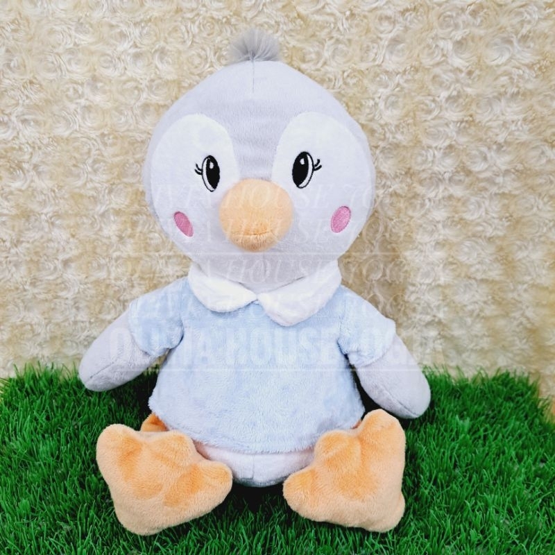 Boneka Penguin Baju Biru Boneka Penguin Jambul Abu Boneka Penguin Mata Bordir Kaki Lentur