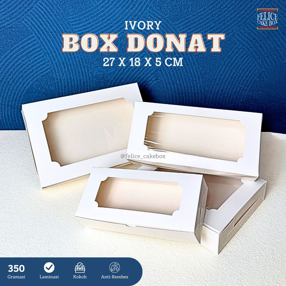 BOX DONAT IVORY WINDOW 27X18X5 CM / DUS DONUT IVORY POLOS / DUS PIE SUSU / DUS PIE BUAH