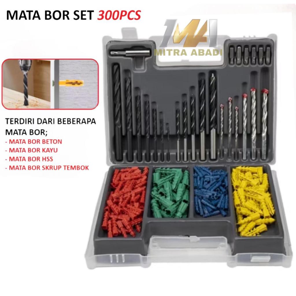 Mata Bor 300 Pcs Set Mata bor besi baja asli- Mata Bor Besi Kayu Beton - Mata Bor