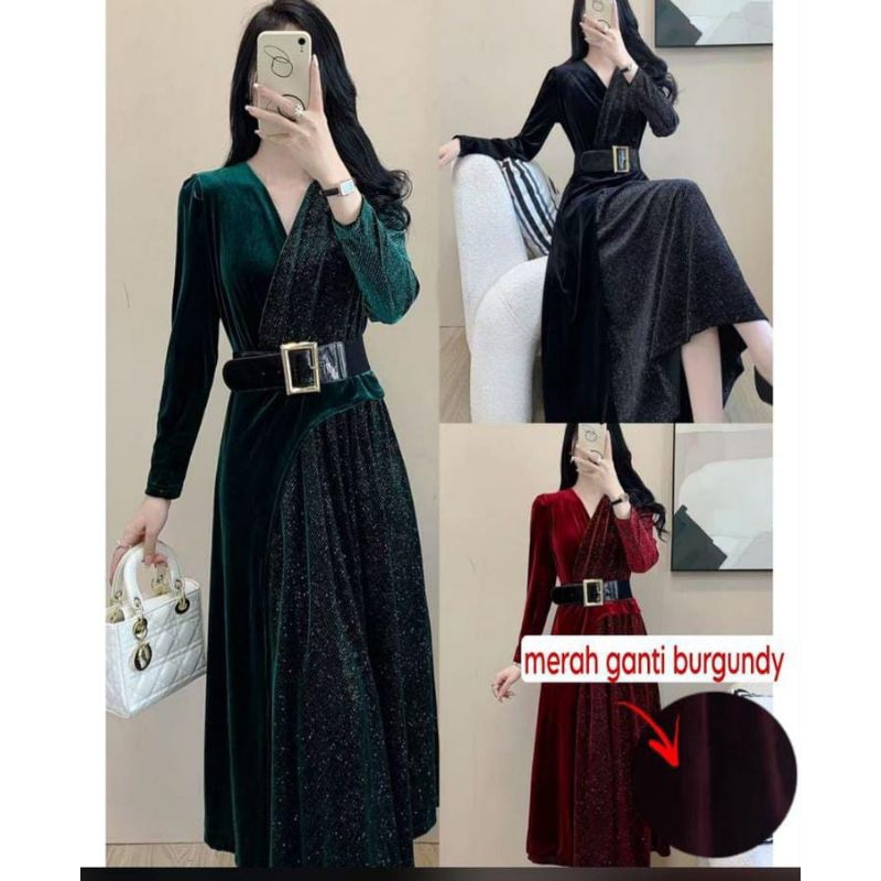 longdres mewah dellya premium korean style/gaun panjang mewah / gaun pesta buat hijab dan ngak hijab