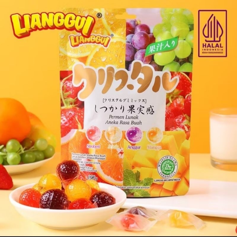 

(TERMURAH)LIANGGUI Candy Jelly Kupas Buah 108gram/Permen lunak rasa buah