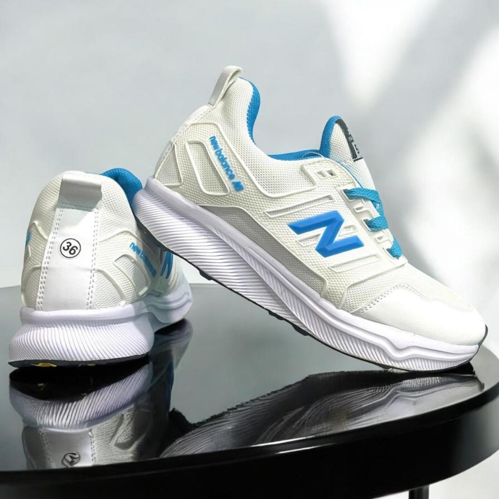 sepatu sneaker wanita kekinian putih pink putih biru