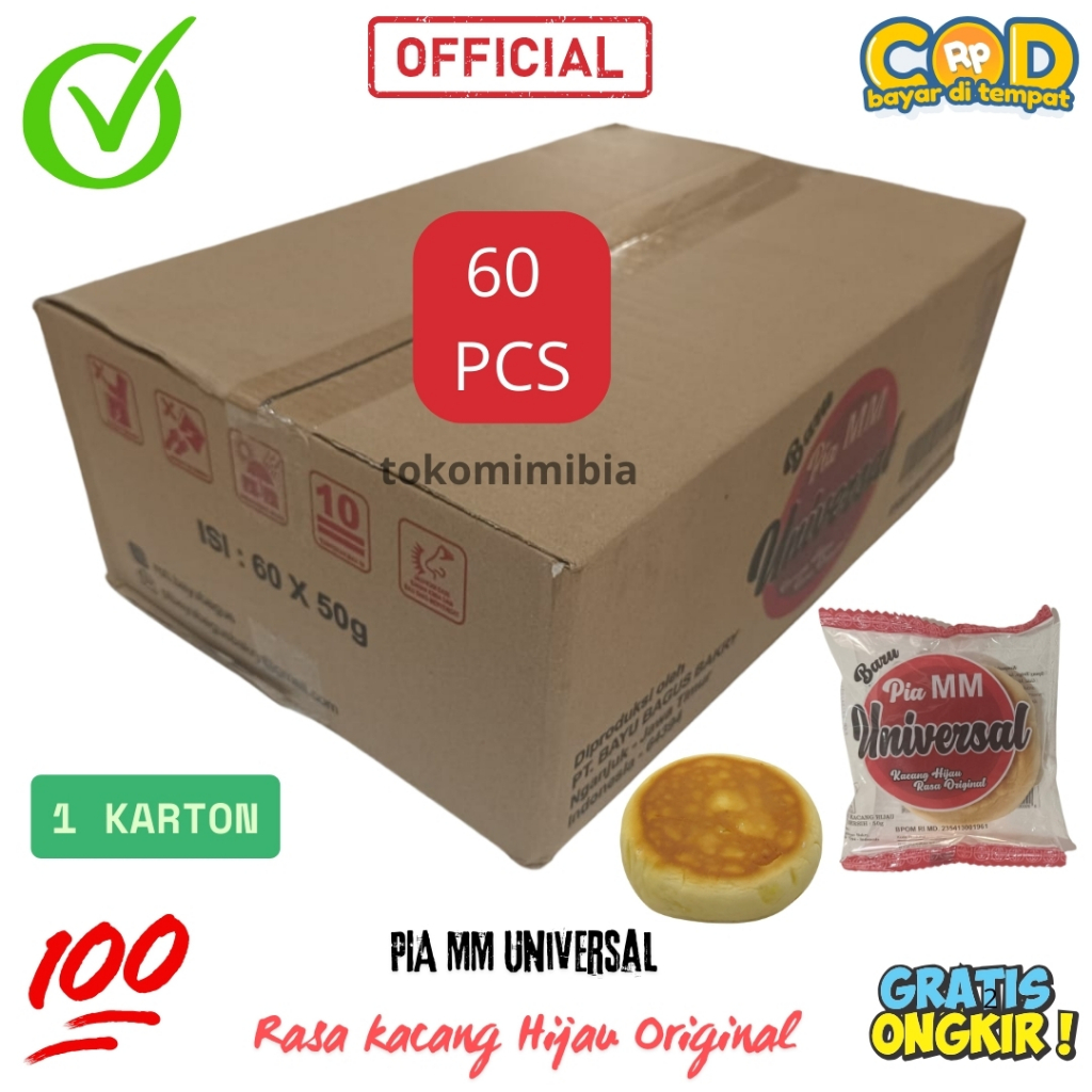 

Pia MM Universal 1 Kardus 60 Pcs Kue Pia - Pia MM 60g