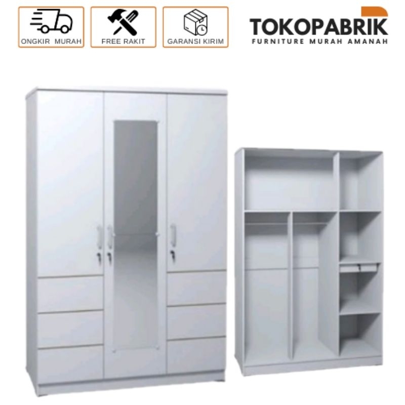 Lemari baju 3pintu lemari pakaian 3pintu lemari baju kaca full lemari baju olympic lemari murah