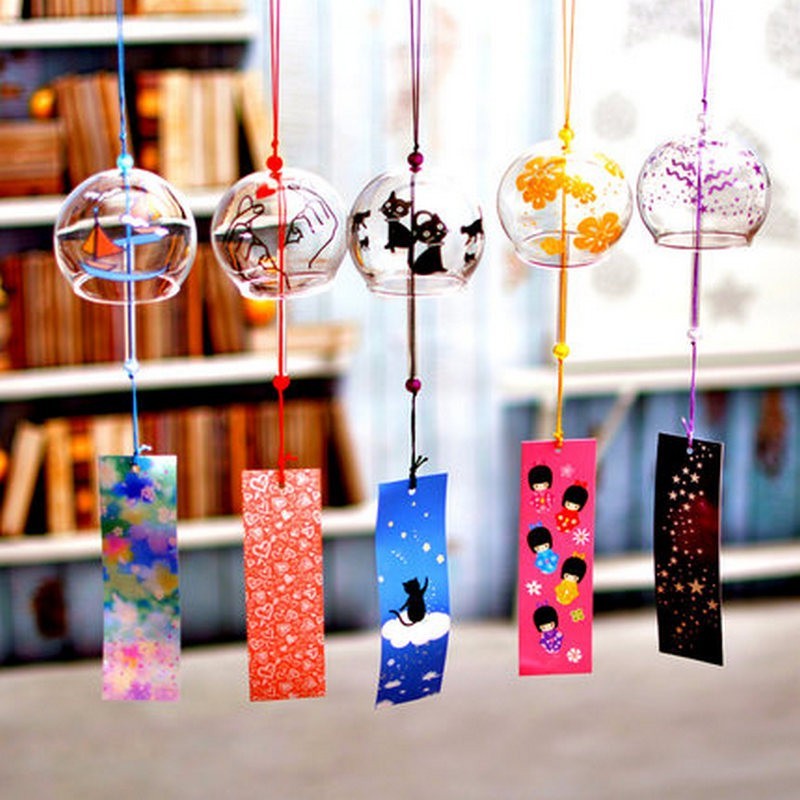 Lonceng Angin Kaca Genta Nada Kaca Gantung Angin Lonceng Fengsui Untuk Hadiah Lonceng Angin