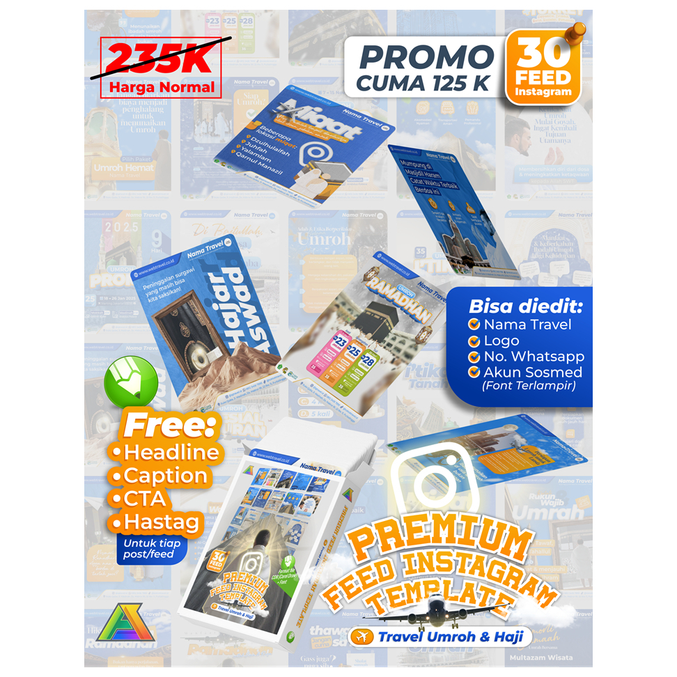 TEMPLATE FEED INSTAGRAM TRAVEL UMROH PREMIUM