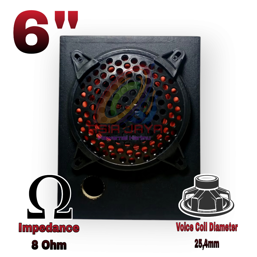 Paket Combo Speaker Subwoofer 6 Energy LG 6382 MK1 +Box 6 Inch Miring Hitam +Tutup Speaker Ram 6