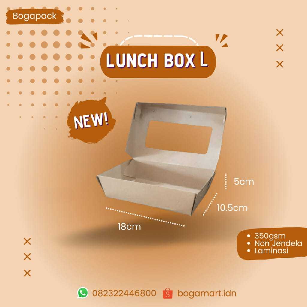 

Lunch Box L Jendela Ekonomis 290gsm! laminasi dalam / Box nasi / dus kraft