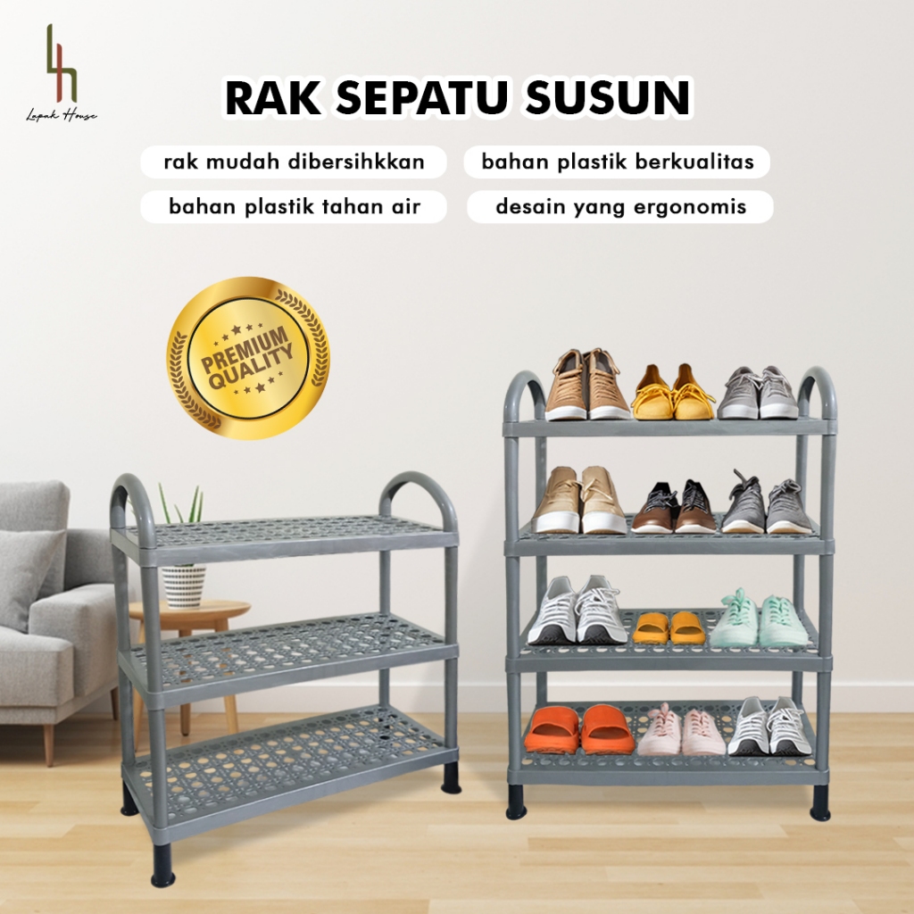 MPW Rak Sepatu Datar Susun 3, Susun 4 / Rak Sepatu Plastik / Rak Sepatu Miring