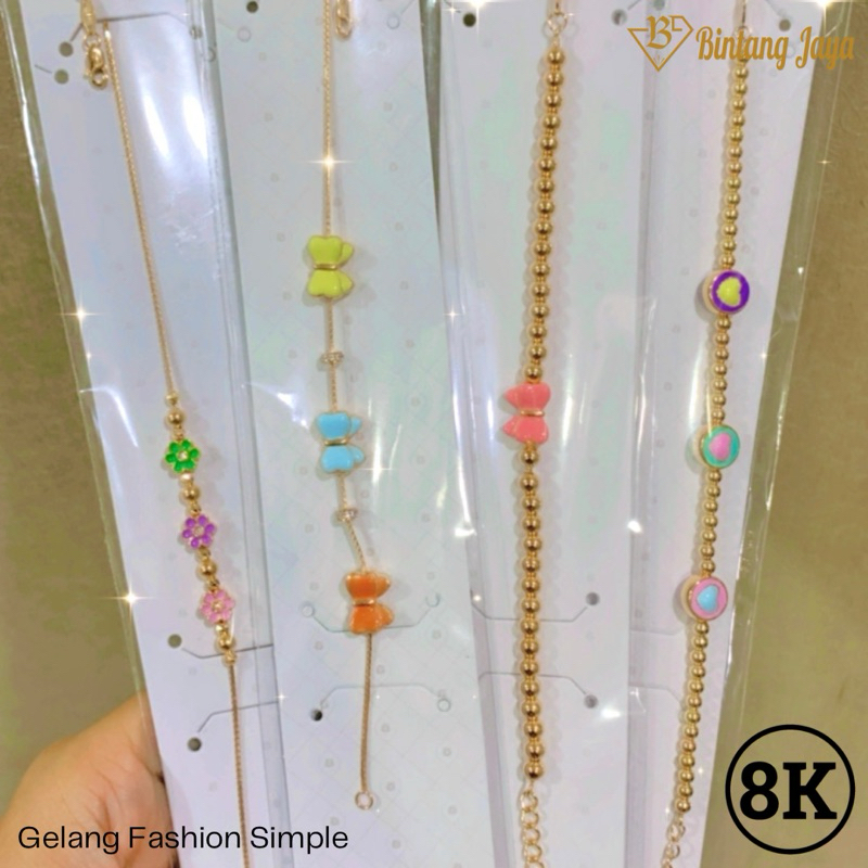 Gelang Fashion Aneka Model Pita / Bunga / Love / Manohara Simple by UBS - Yellowgold 8K