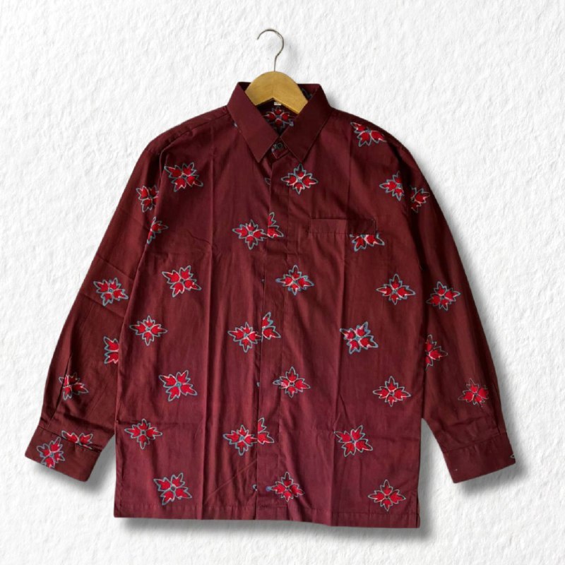 HEM KEMEJA PRIA BATIK SEKAR JEPARA HANDMADE KASUAL BASIC