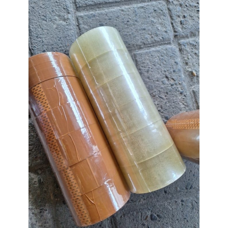 

Lakban Selotip warna Bening / Coklat isi 6