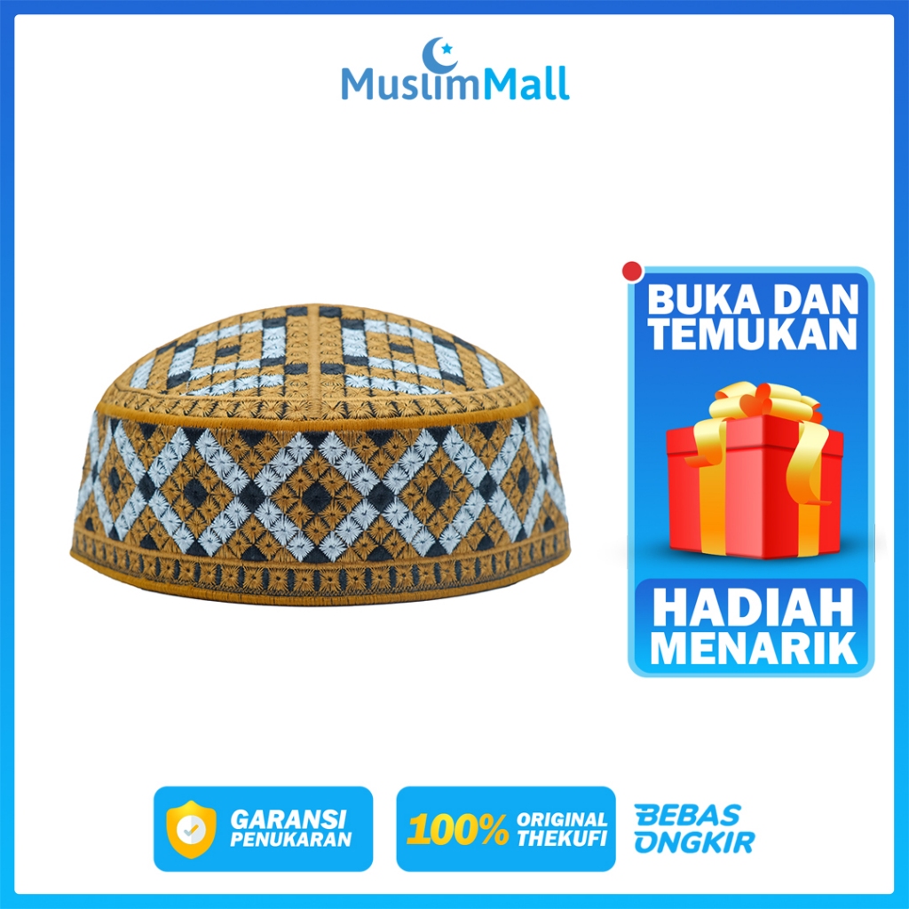 Peci Pakistan Kopiah Bordir Pakistani Emas Topi Pria Dewasa