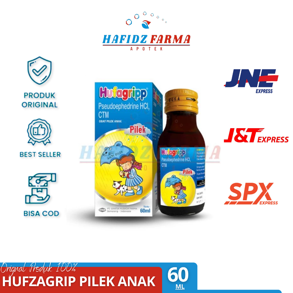 Hufagrip biru Pilek Sirup 60 ml / Hufagrip Anak / Hufagrip Biru