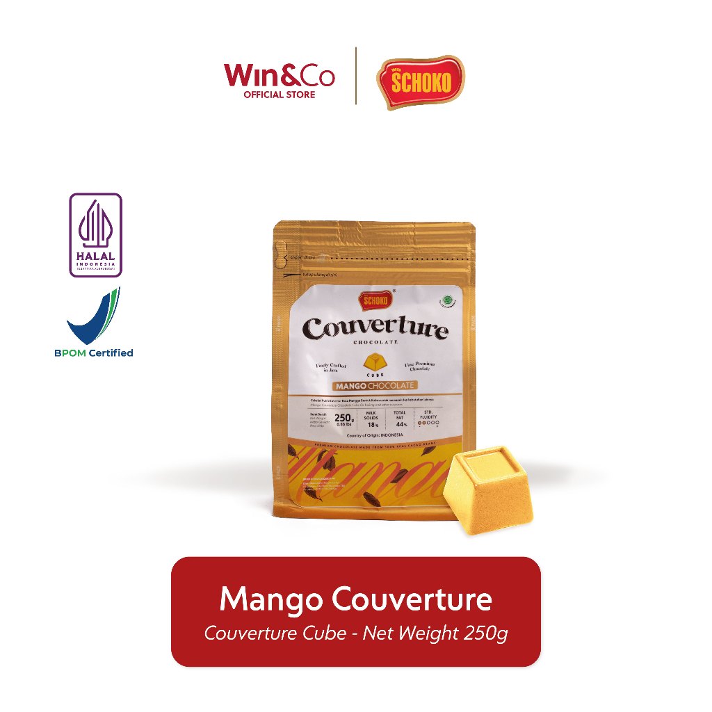 

SCHOKO Mango Chocolate Couverture Cube / Cokelat Kovertur Dadu - 250g