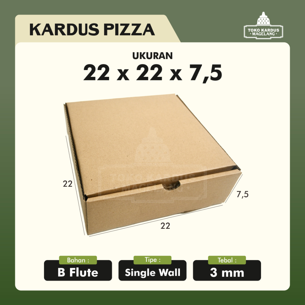 

Kardus Die Cut Uk. 22x22x7.5 Cm (Model Box Pizza)