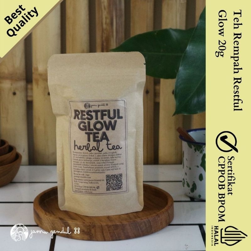 

Restful Glow Tea - Teh Sereh Jahe - Teh Rempah Teh Rimpang Teh Herbal - Herbal Blend by Jamu Gendul 88 Pouch 20gr