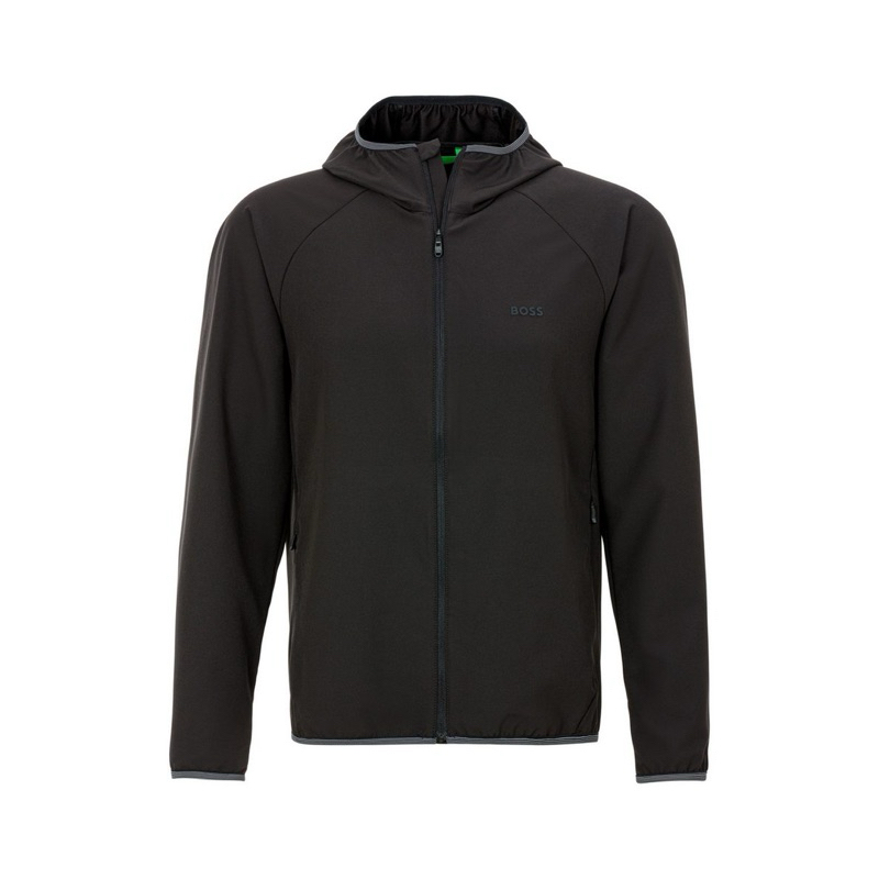 JACKET PRIA - HUGO BOSS WATER REPELLENT FOUR WAT BLACK HOODIE ORIGINAL AUTHENTIC