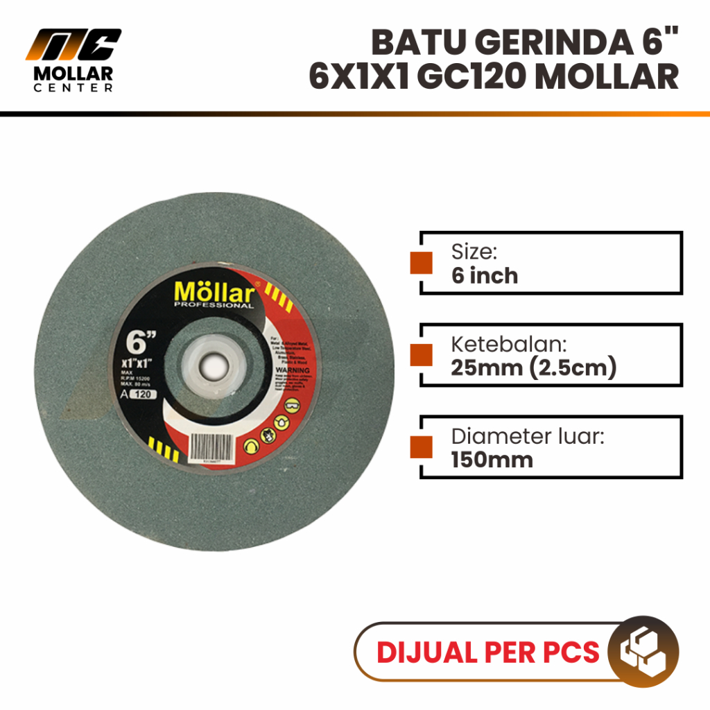 Batu Gerinda Duduk MOLLAR 6" Grit 120
