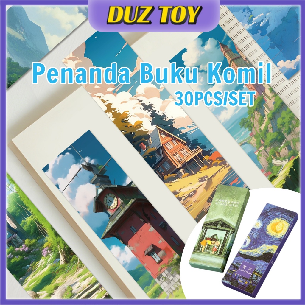 

30Pcs/Set Pembatas Buku Kertas Karakter Lucu Besar Desain Hayao Miyazaki / Van Gogh Bookmark
