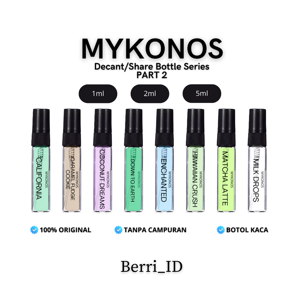 MYKONOS DECANT/SHARE BOTTLE 1, 2 & 5 ML | Milk Drops, Enchanted, California, Down to Earth, Caramel 
